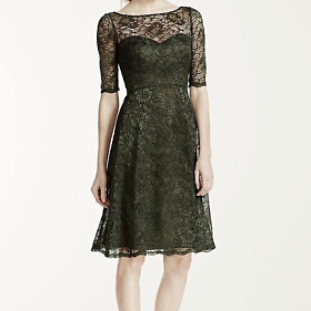 David's Bridal 3/4 sleeved lace cocktail dress